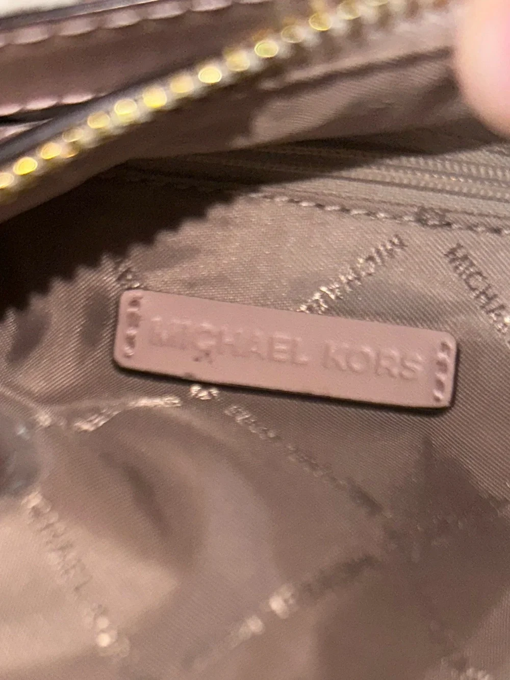 Michael Kors Pink & White MK Logo Crossbody with Gold Hardware